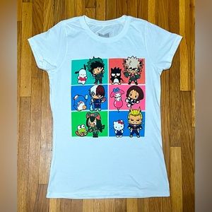 Hello Kitty My Hero Academia Tee Shirt. White. Size S/M